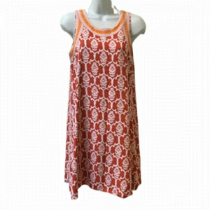 hatley Orange White Floral Print Sleeveless Dress